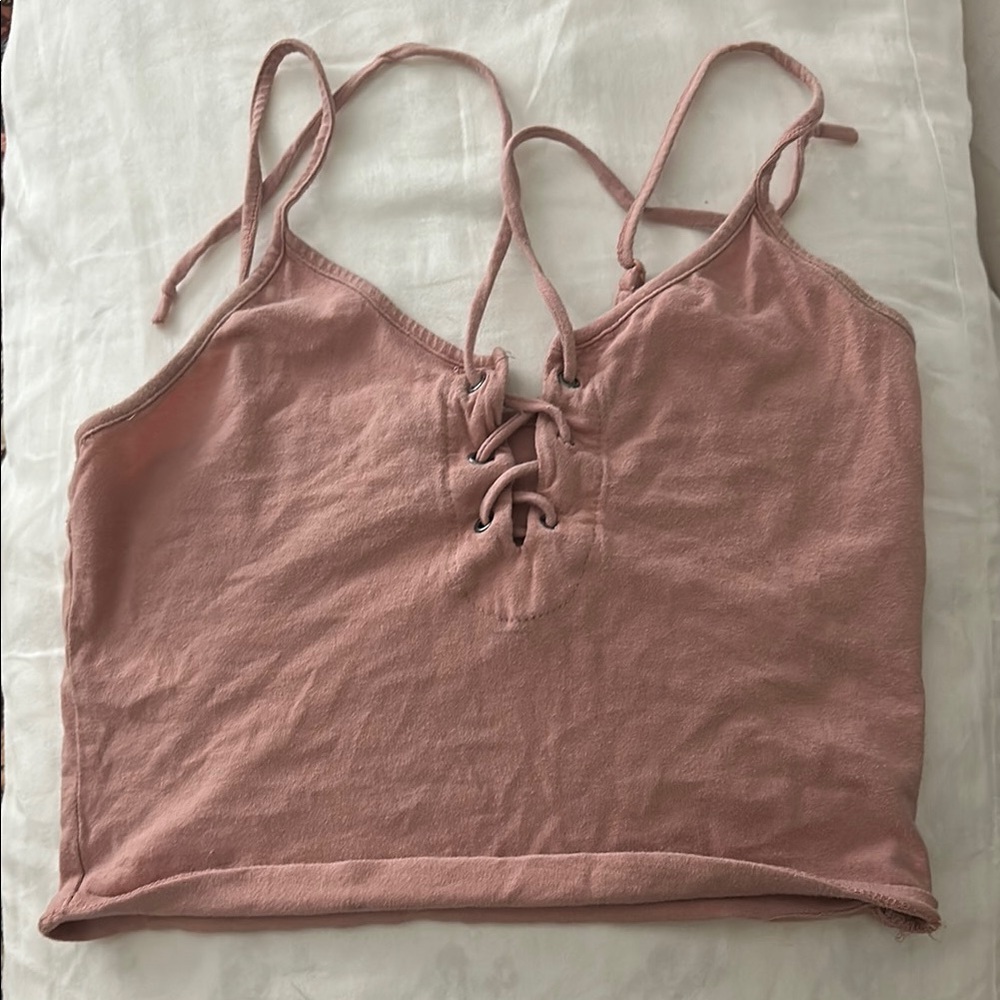 Pink Lace-Up Women's Top